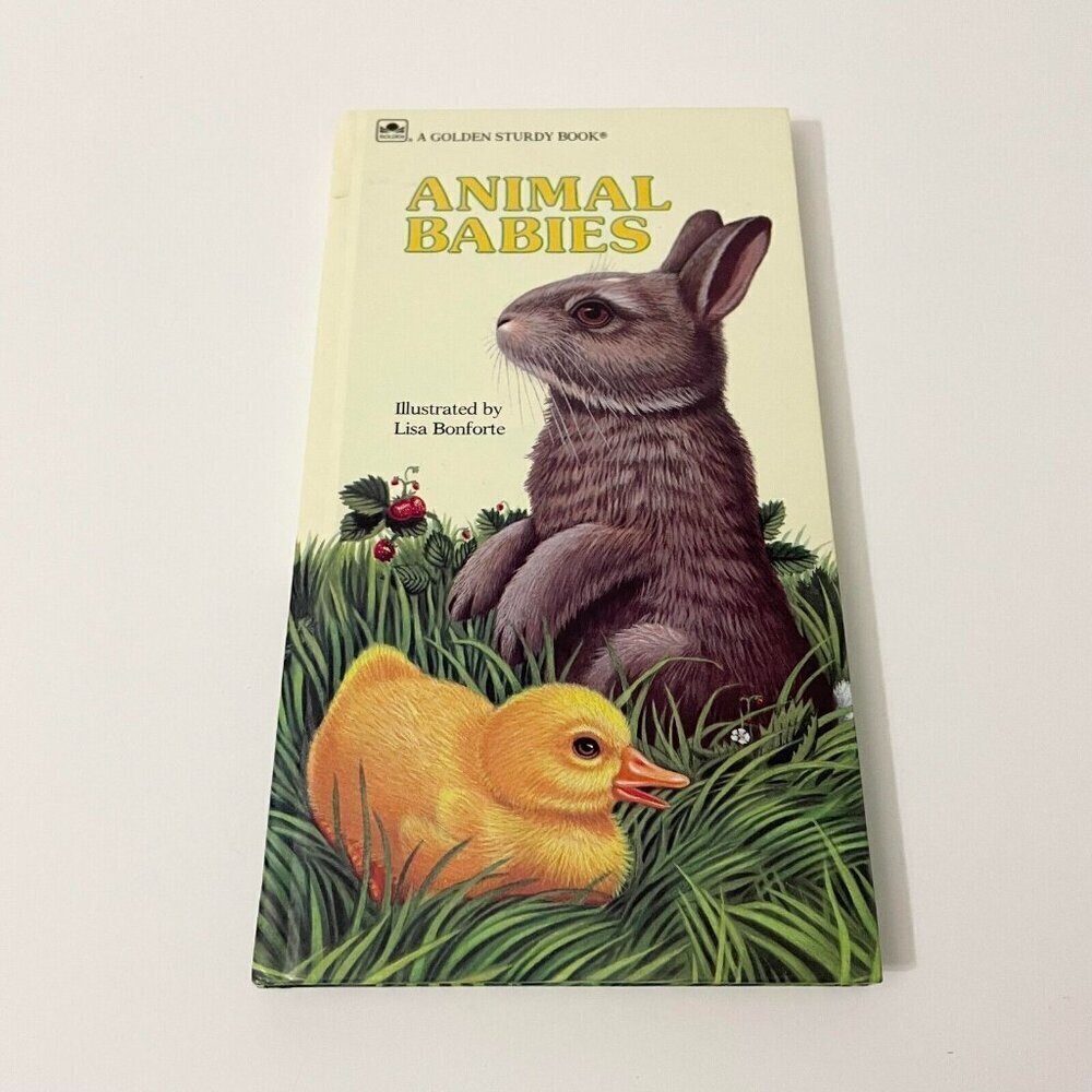 Vtg 1988 Animal Babies A Golden Sturdy Board Book Lisa Bonforte